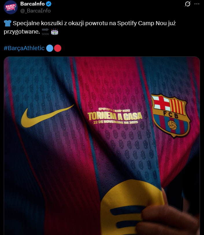 SPECJALNE KOSZULKI Barcelony na pierwszy mecz na nowym Camp Nou!